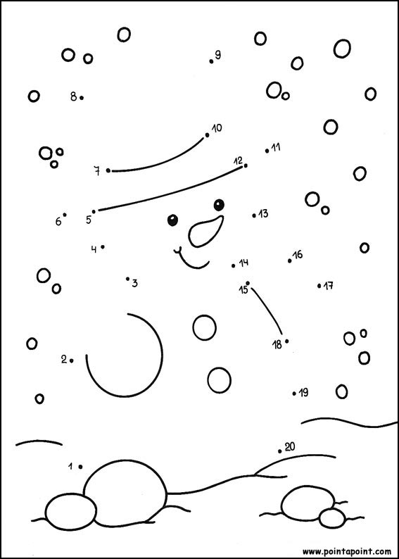 Snowman Printable dot to dot 1-15 number