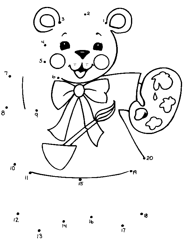 bear printable dot to dot - connect dot 1-20 numbers