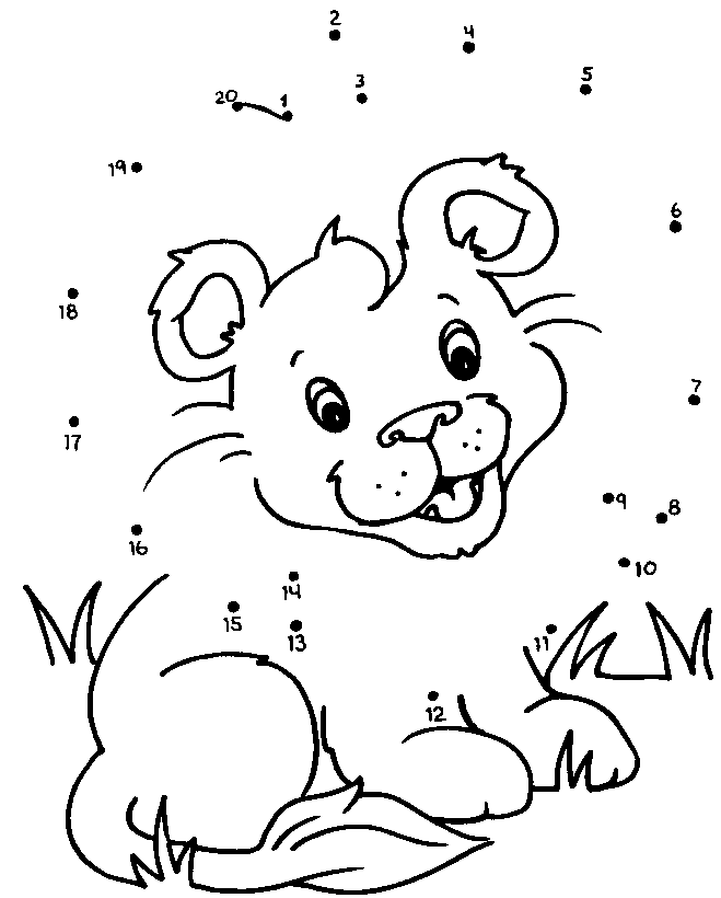 little lion printable dot to dot - connect the dots 1-50 numbers