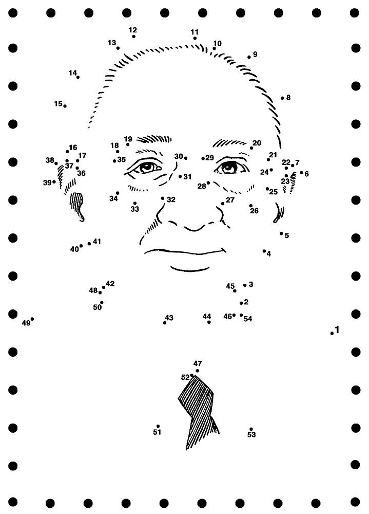 old man printable dot to dot - connect the dots 1-50 numbers