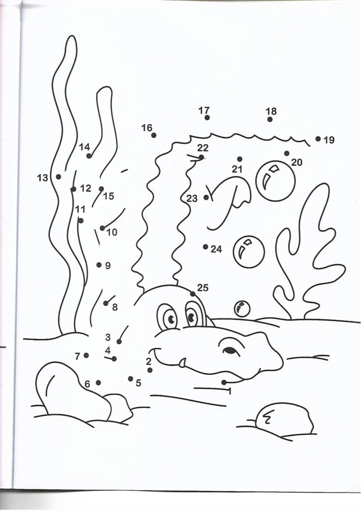 crocodile animal printable dot to dot – connect the dots numbers 1-25