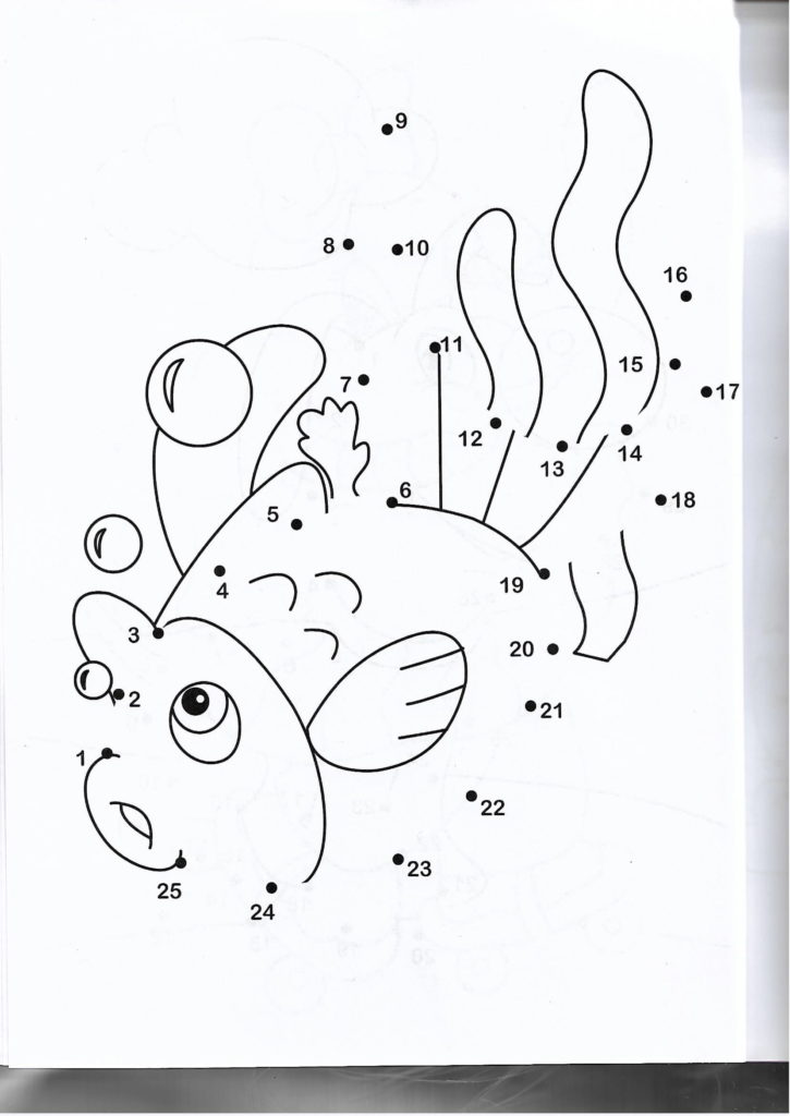 fish swimming animal printable dot to dot – connect the dots numbers 1-25