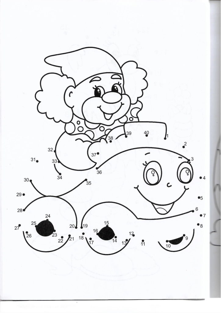 happy car printable dot to dot – connect the dots numbers 1-40