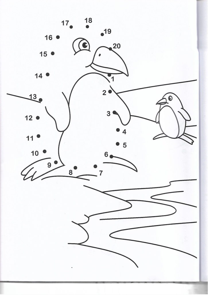 penguin animal printable dot to dot – connect the dots numbers-1-20