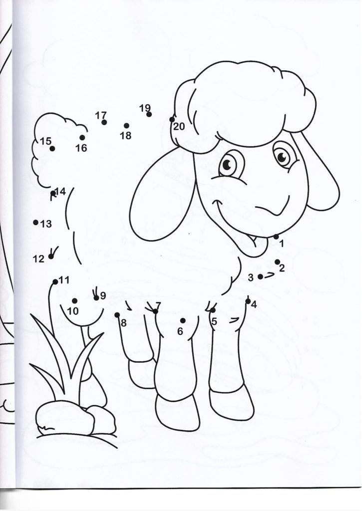 sheep animal printable dot to dot – connect the dots numbers 1-20