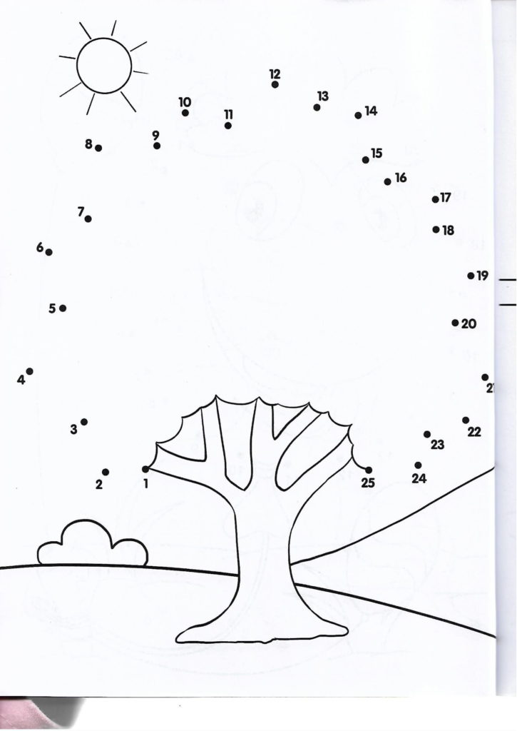 tree printable dot to dot – connect the dots numbers 1-25