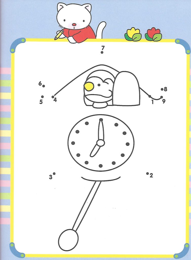 clock with bird animal printable dot to dot – connect the dots numbers 1-10